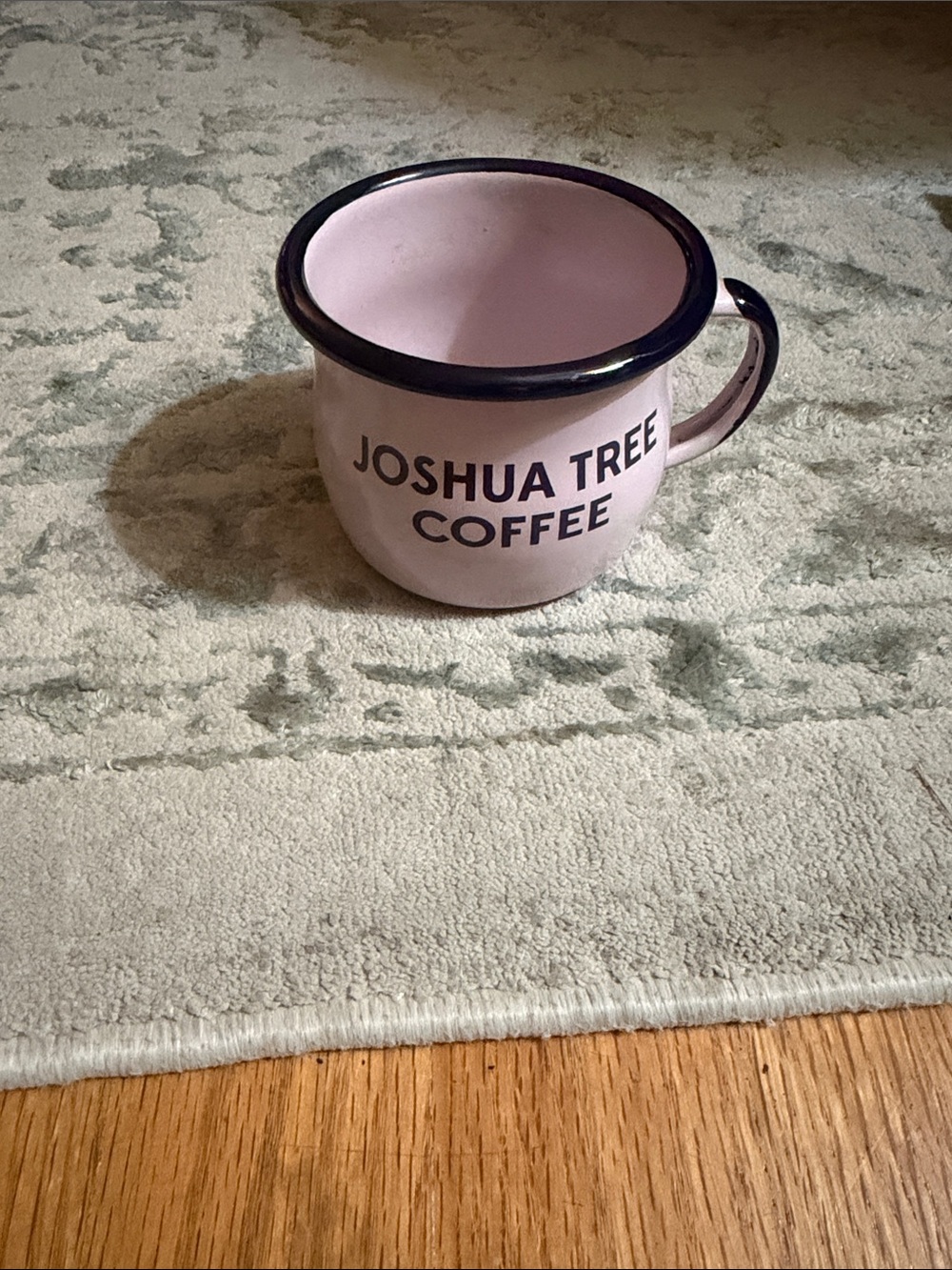 Pink Enamel Mug with Black Rim